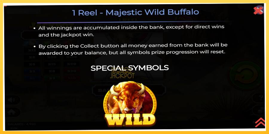 Игровой аппарат 1 Reel Majestic Wild Buffalo - игра на реальные деньги, картинка 6