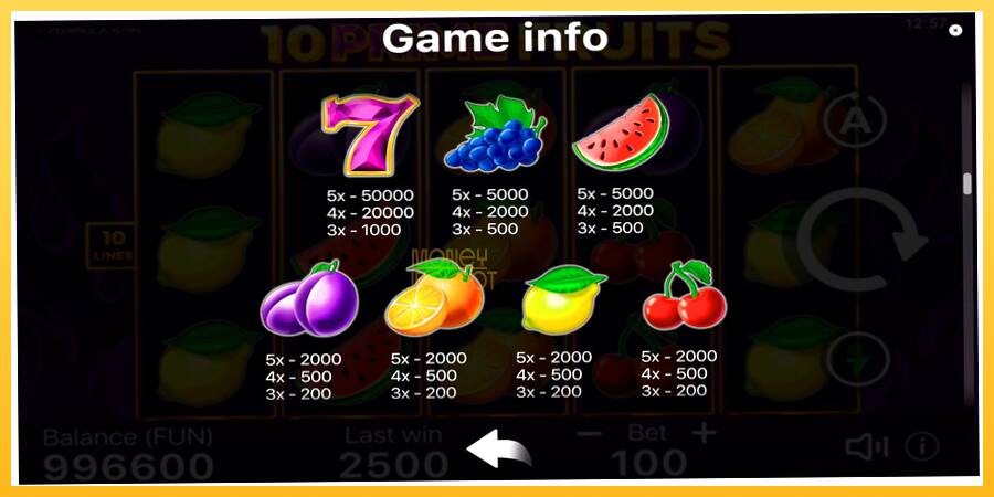 Игровой аппарат 10 Prime Fruits - игра на реальные деньги, картинка 6