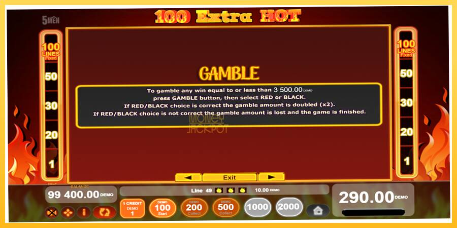 Игровой аппарат 100 Extra Hot - игра на реальные деньги, картинка 6