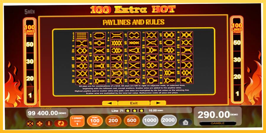 Игровой аппарат 100 Extra Hot - игра на реальные деньги, картинка 7