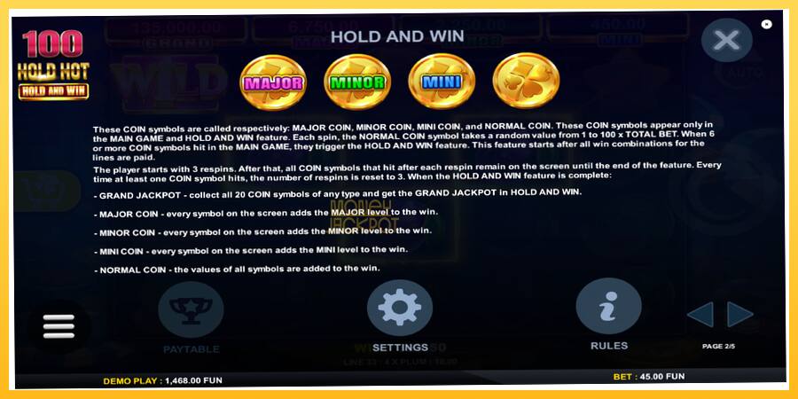 Игровой аппарат 100 Hold Hot Hold and Win - игра на реальные деньги, картинка 6