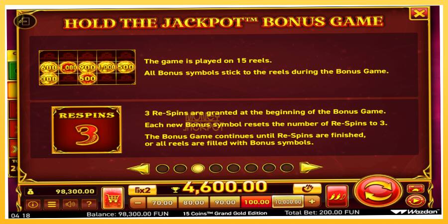 Игровой аппарат 15 Coins Grand Gold Edition Score The Jackpot - игра на реальные деньги, картинка 5