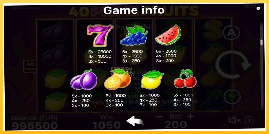 Игровой аппарат 40 Prime Fruits - игра на реальные деньги, картинка 6