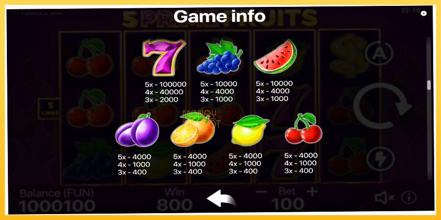 Игровой аппарат 5 Prime Fruits - игра на реальные деньги, картинка 5