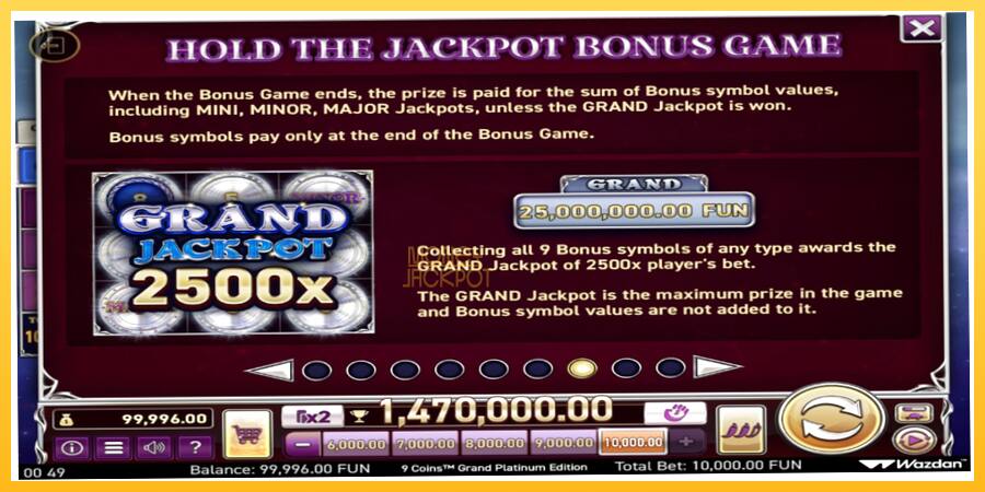 Игровой аппарат 9 Coins Grand Platinum Edition Score The Jackpot - игра на реальные деньги, картинка 6