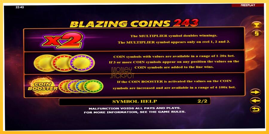 Игровой аппарат Blazing Coins 243 - игра на реальные деньги, картинка 6