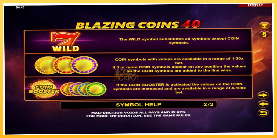 Игровой аппарат Blazing Coins 40 - игра на реальные деньги, картинка 6