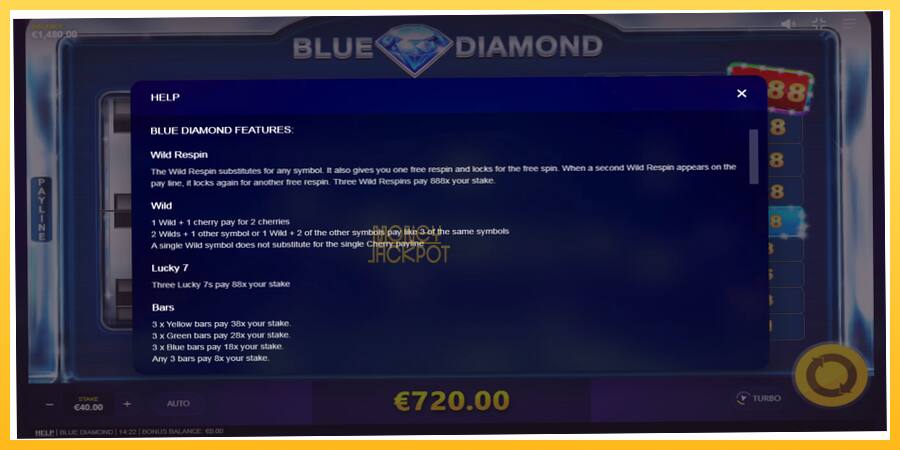 Игровой аппарат Blue Diamond - игра на реальные деньги, картинка 5