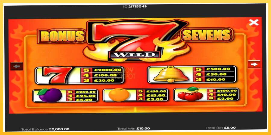 Игровой аппарат Bonus Sevens Wild - игра на реальные деньги, картинка 3