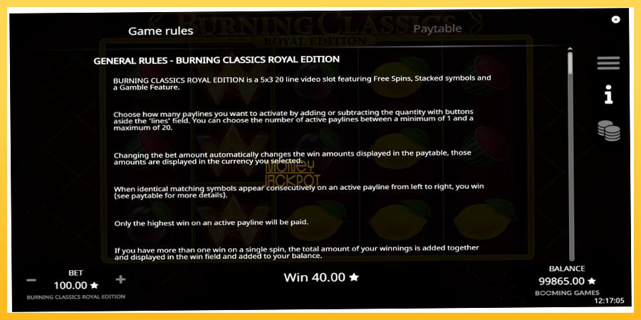 Игровой аппарат Burning Classics Royal Edition - игра на реальные деньги, картинка 6