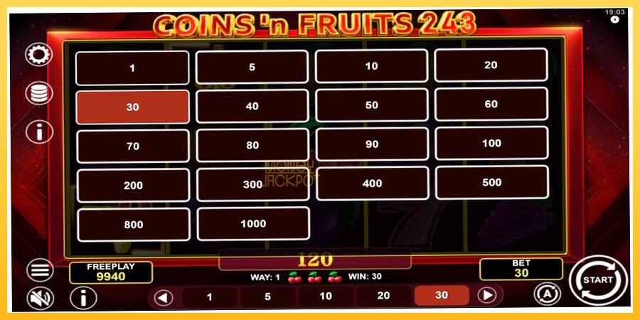 Игровой аппарат Coinsn Fruits 243 - игра на реальные деньги, картинка 7