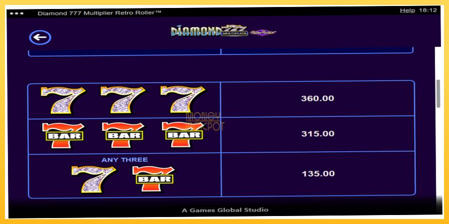 Игровой аппарат Diamond 777 Multiplier Retro Roller - игра на реальные деньги, картинка 6