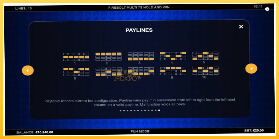 Игровой аппарат Firebolt Multi 7s Hold and Win - игра на реальные деньги, картинка 7