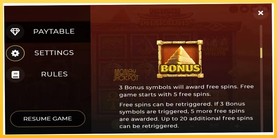 Игровой аппарат Fortunes of Pharaohs - игра на реальные деньги, картинка 4