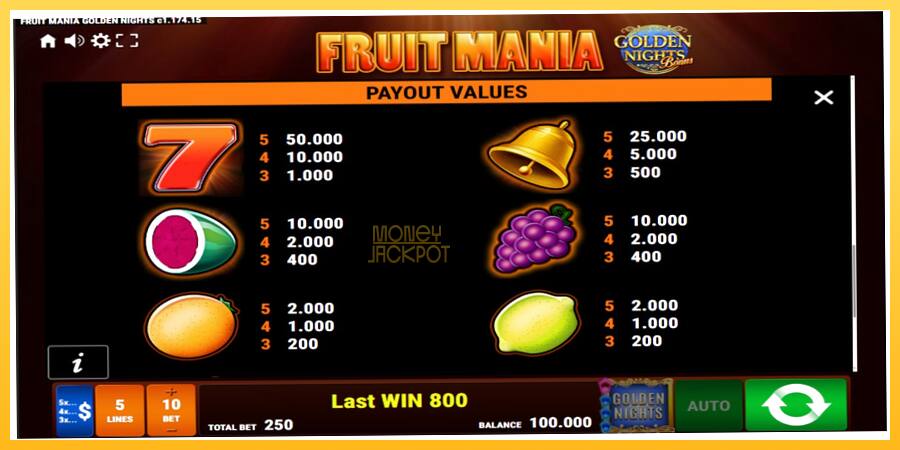 Игровой аппарат Fruit Mania Golden Nights - игра на реальные деньги, картинка 7