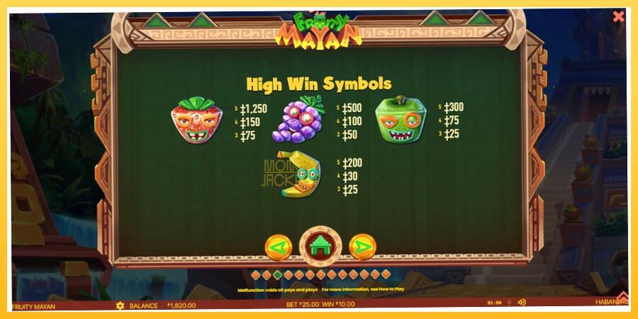 Игровой аппарат Fruity Mayan - игра на реальные деньги, картинка 5