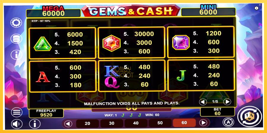 Игровой аппарат Gems & Cash - игра на реальные деньги, картинка 5