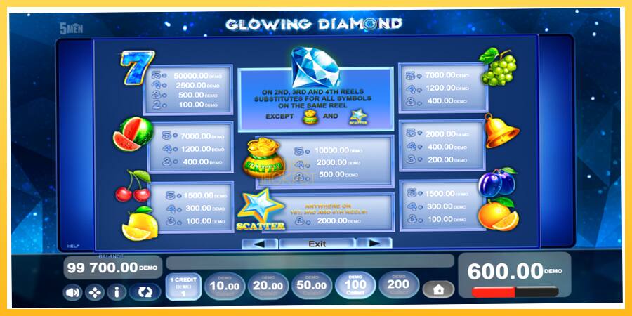 Игровой аппарат Glowing Diamond - игра на реальные деньги, картинка 5