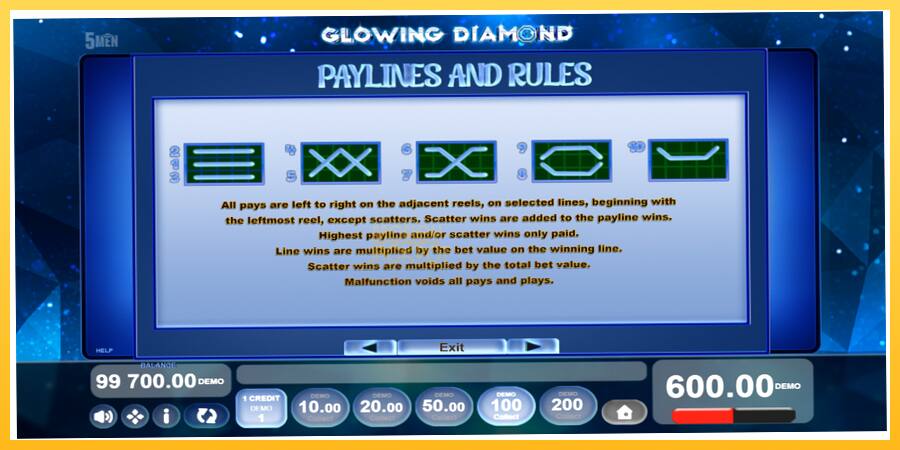 Игровой аппарат Glowing Diamond - игра на реальные деньги, картинка 7