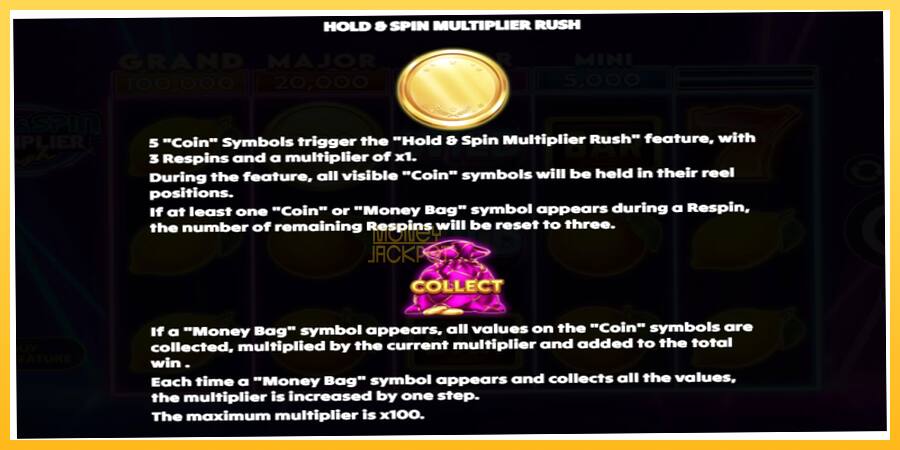 Игровой аппарат Hold & Spin Multiplier Rush - игра на реальные деньги, картинка 5