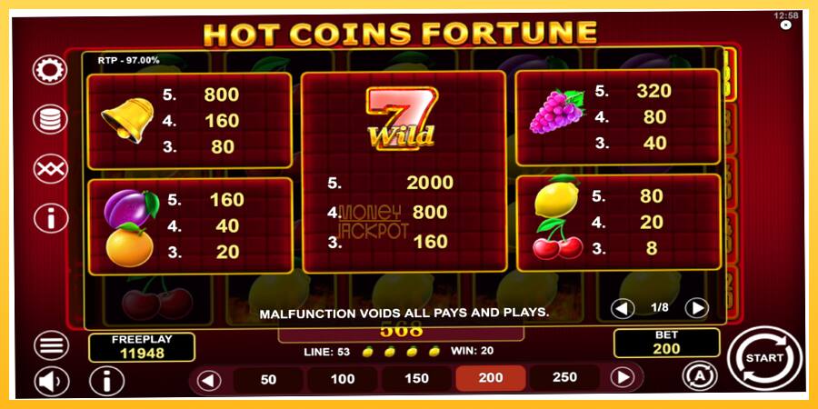 Игровой аппарат Hot Coins Fortune - игра на реальные деньги, картинка 5