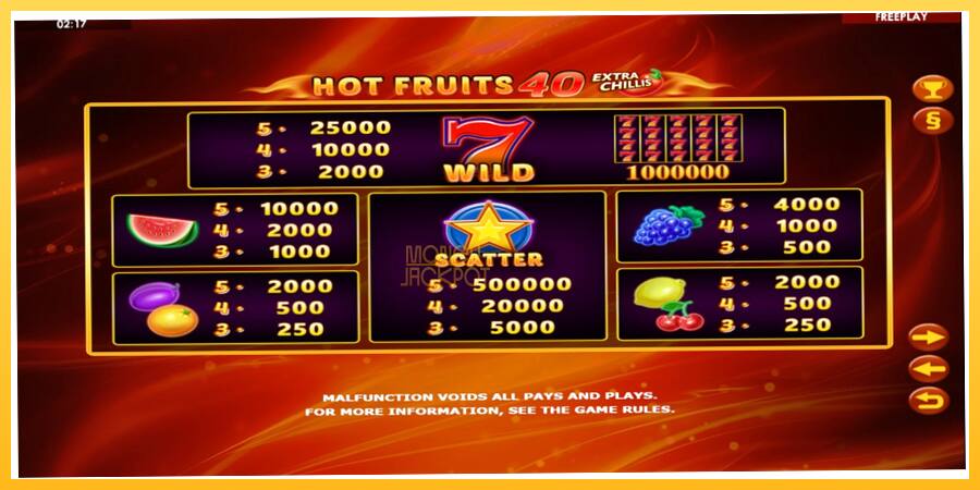 Игровой аппарат Hot Fruits 40 Extra Chillis - игра на реальные деньги, картинка 4