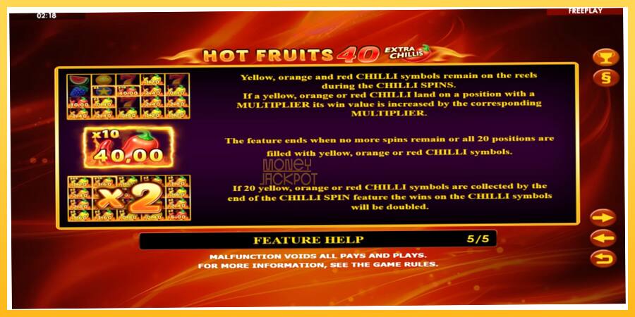 Игровой аппарат Hot Fruits 40 Extra Chillis - игра на реальные деньги, картинка 6