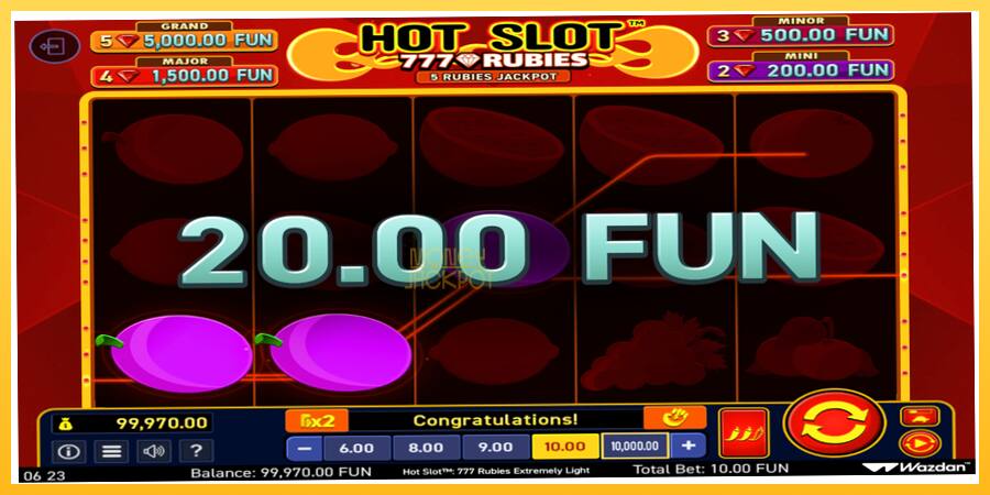 Игровой аппарат Hot Slot 777 Rubies Extremely Light - игра на реальные деньги, картинка 3