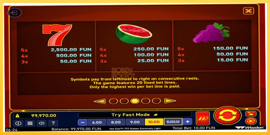 Игровой аппарат Hot Slot 777 Rubies Extremely Light - игра на реальные деньги, картинка 5