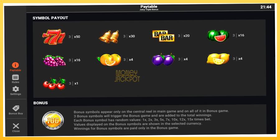 Игровой аппарат Juicy Triple Bonus - игра на реальные деньги, картинка 5