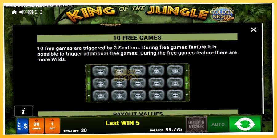 Игровой аппарат King of the Jungle Golden Nights - игра на реальные деньги, картинка 6