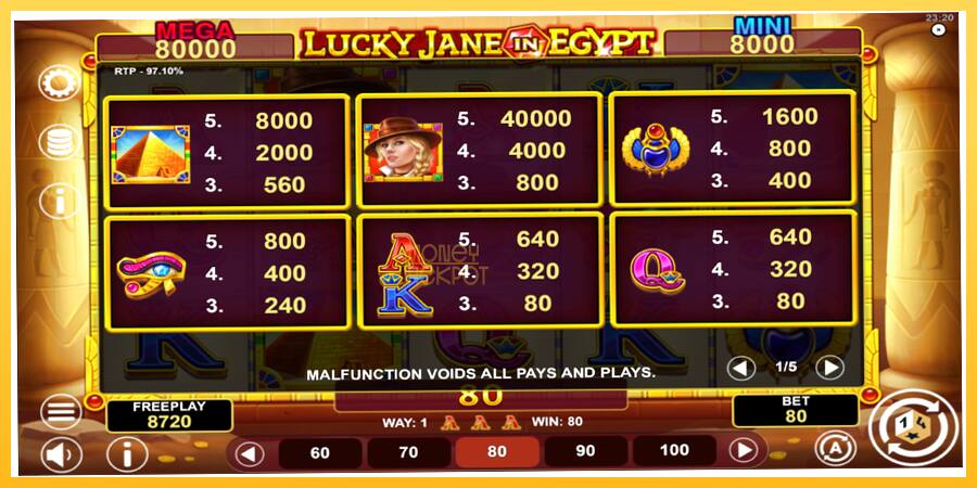 Игровой аппарат Lucky Jane in Egypt Hold & Win - игра на реальные деньги, картинка 5