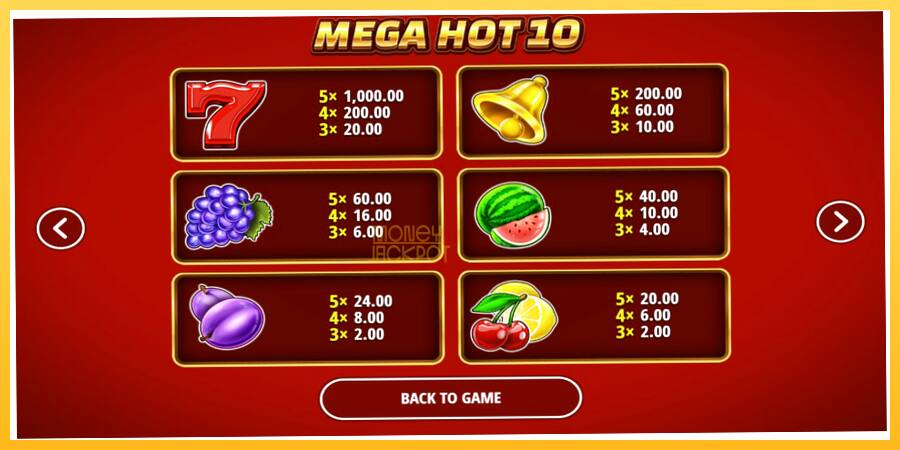 Игровой аппарат Mega Hot 10 - игра на реальные деньги, картинка 4