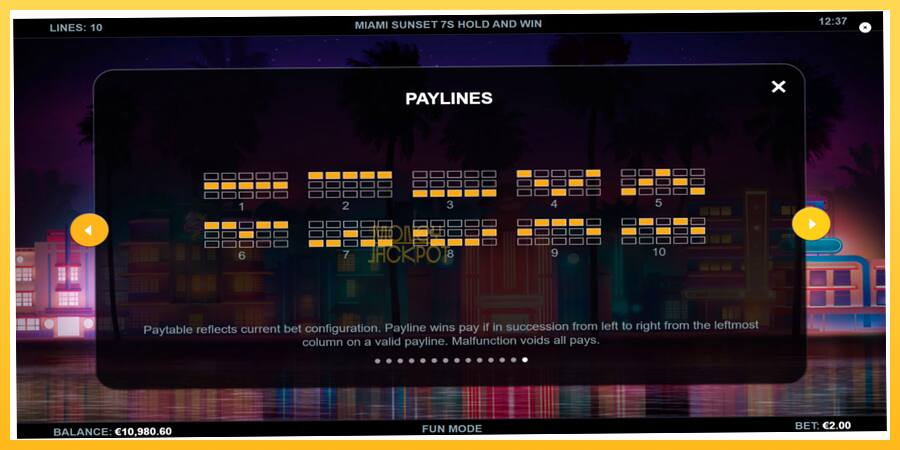 Игровой аппарат Miami Sunset 7s Hold and Win - игра на реальные деньги, картинка 7