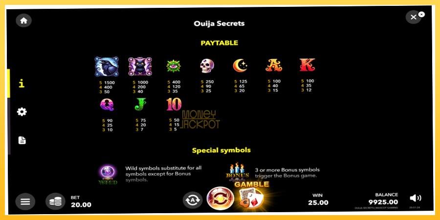 Игровой аппарат Ouija Secrets - игра на реальные деньги, картинка 5