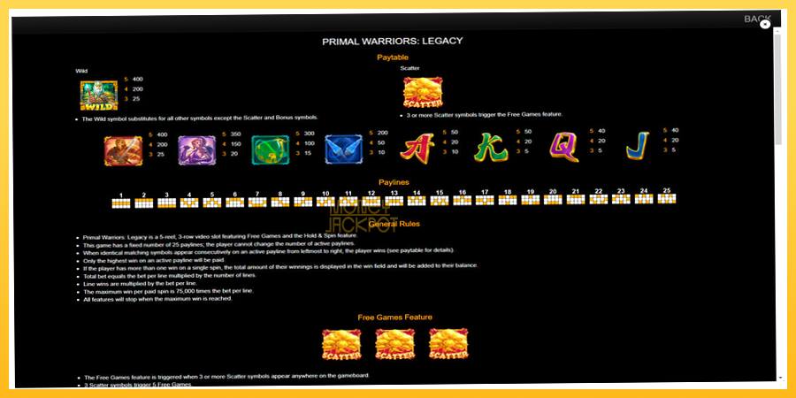 Игровой аппарат Primal Warriors: Legacy - игра на реальные деньги, картинка 7