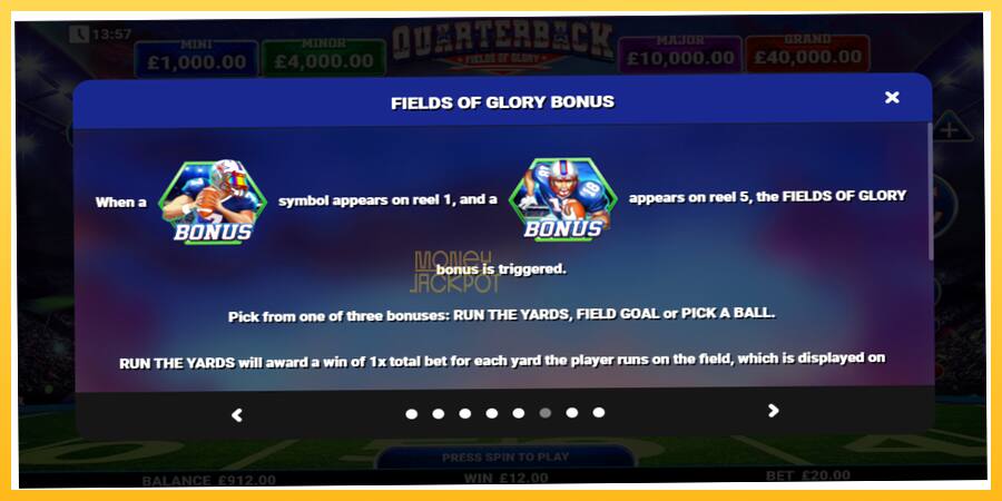 Игровой аппарат Quarterback Fields of Glory - игра на реальные деньги, картинка 7