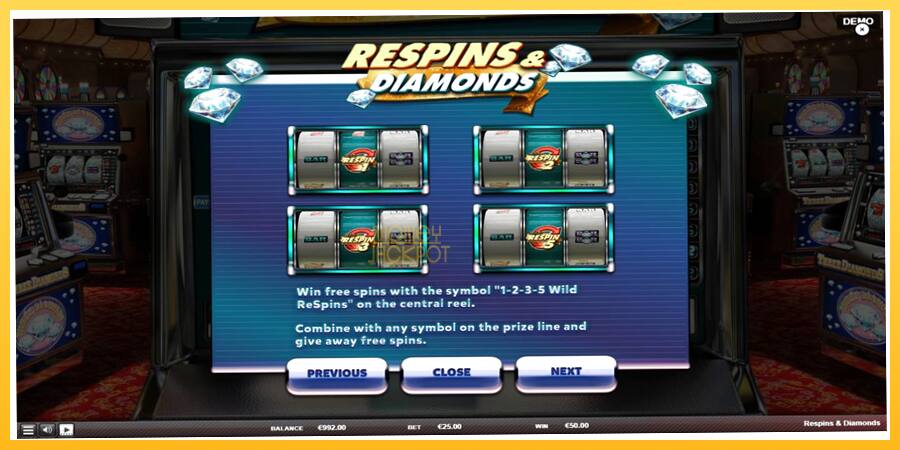 Игровой аппарат Respins Diamonds - игра на реальные деньги, картинка 6