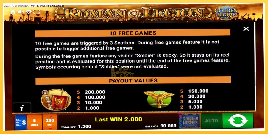 Игровой аппарат Roman Legion Golden Nights - игра на реальные деньги, картинка 7