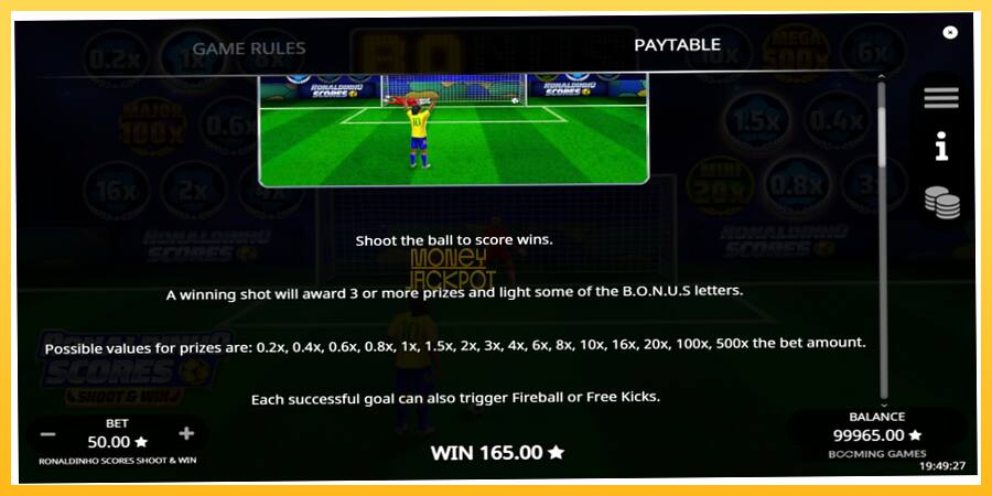 Игровой аппарат Ronaldinho Scores Shoot & Win - игра на реальные деньги, картинка 5