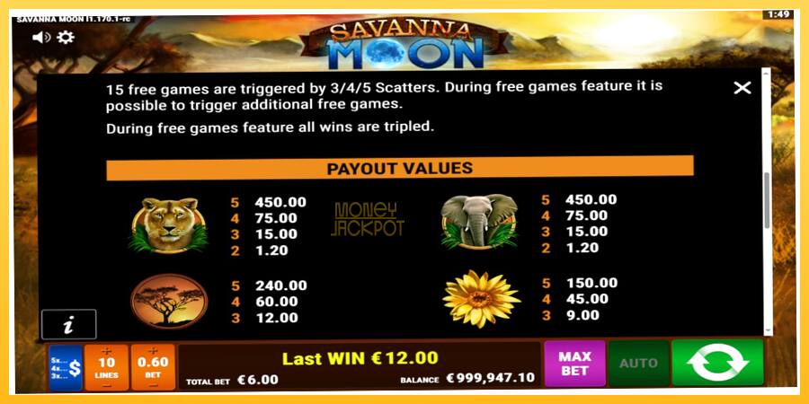 Игровой аппарат Savanna Moon - игра на реальные деньги, картинка 6