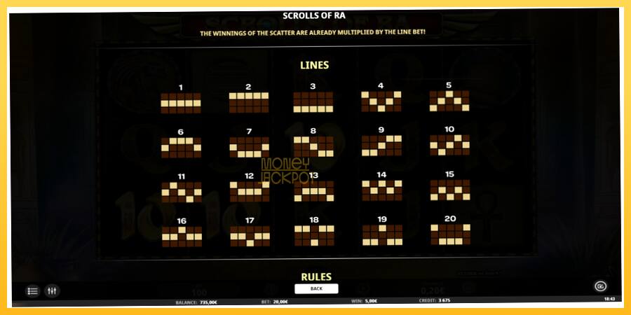 Игровой аппарат Scrolls of RA - игра на реальные деньги, картинка 5