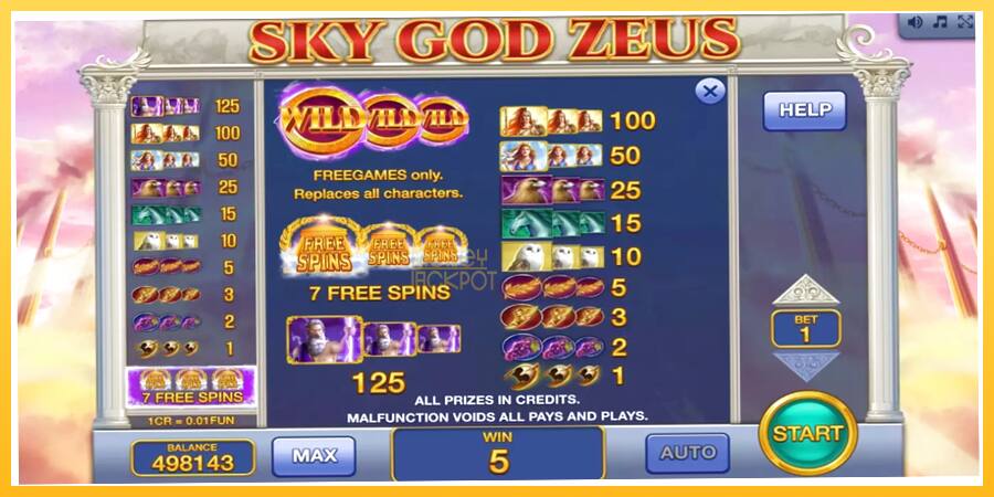 Игровой аппарат Sky God Zeus 3x3 - игра на реальные деньги, картинка 7