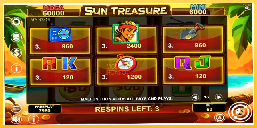 Игровой аппарат Sun Treasure Hold & Win - игра на реальные деньги, картинка 5