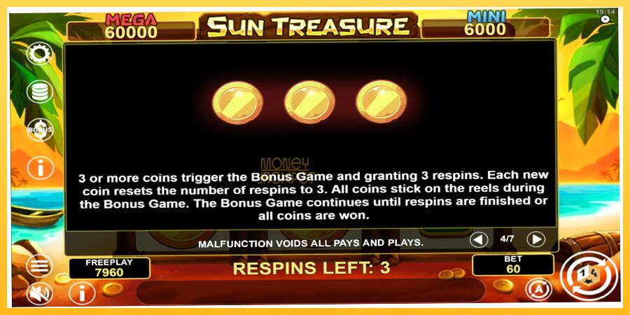 Игровой аппарат Sun Treasure Hold & Win - игра на реальные деньги, картинка 7