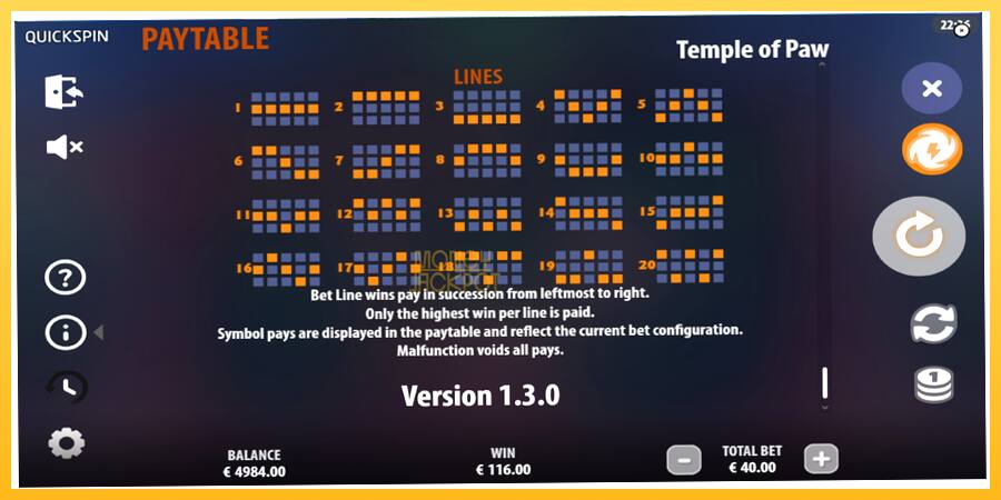 Игровой аппарат Temple of Paw - игра на реальные деньги, картинка 7