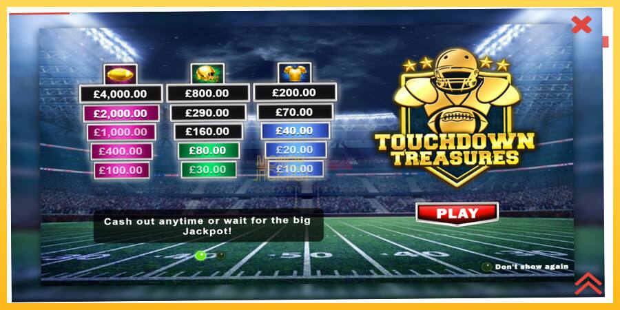 Игровой аппарат Touchdown Treasures - игра на реальные деньги, картинка 1